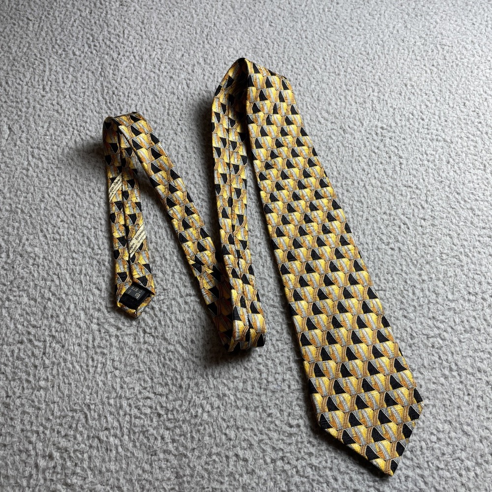 Ermenegildo Zegna Tie Necktie 100% Silk Italy Made  Geometric Print Party Office